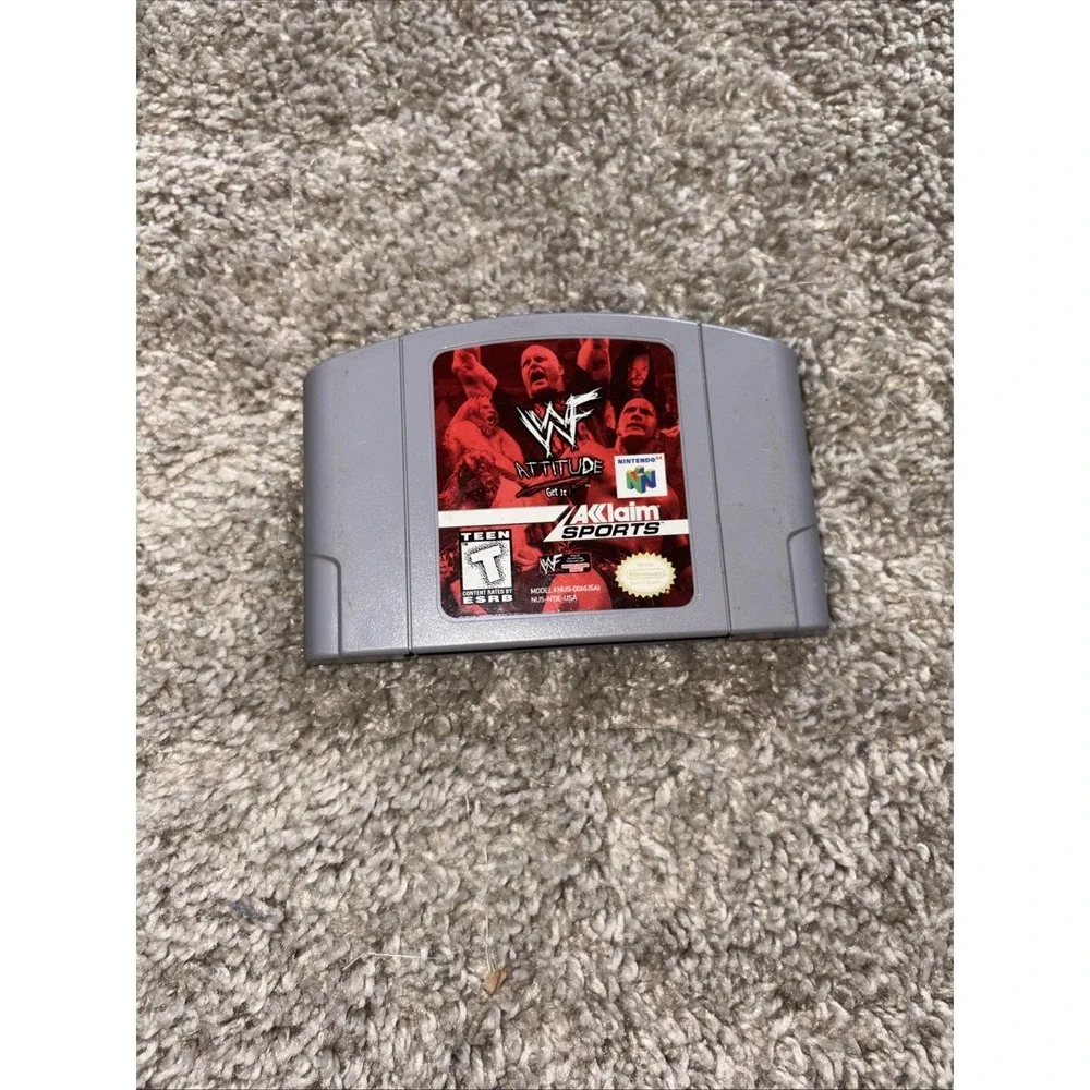 Nintendo 64 Home Console Tested / OEM power Cord And WWF‎ Attitude